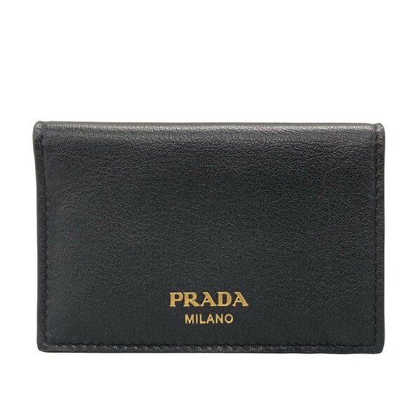 PRADA - Black Leather Card Case 468-063025 - Picture 1 of 10